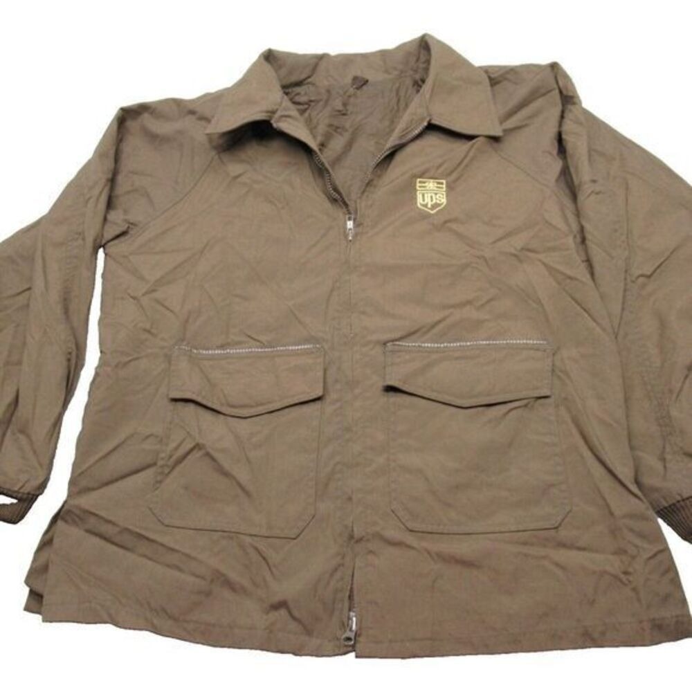 UPS Driver Jacket Mens XL Brown FullZip Quilted Canvas Water Resistant Insulated